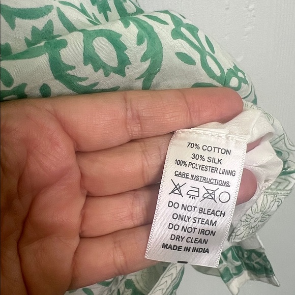 Bell - Clara Green Floral Print  Boho Cotton Silk Button Down Dress Size Small - Picture 7 of 11